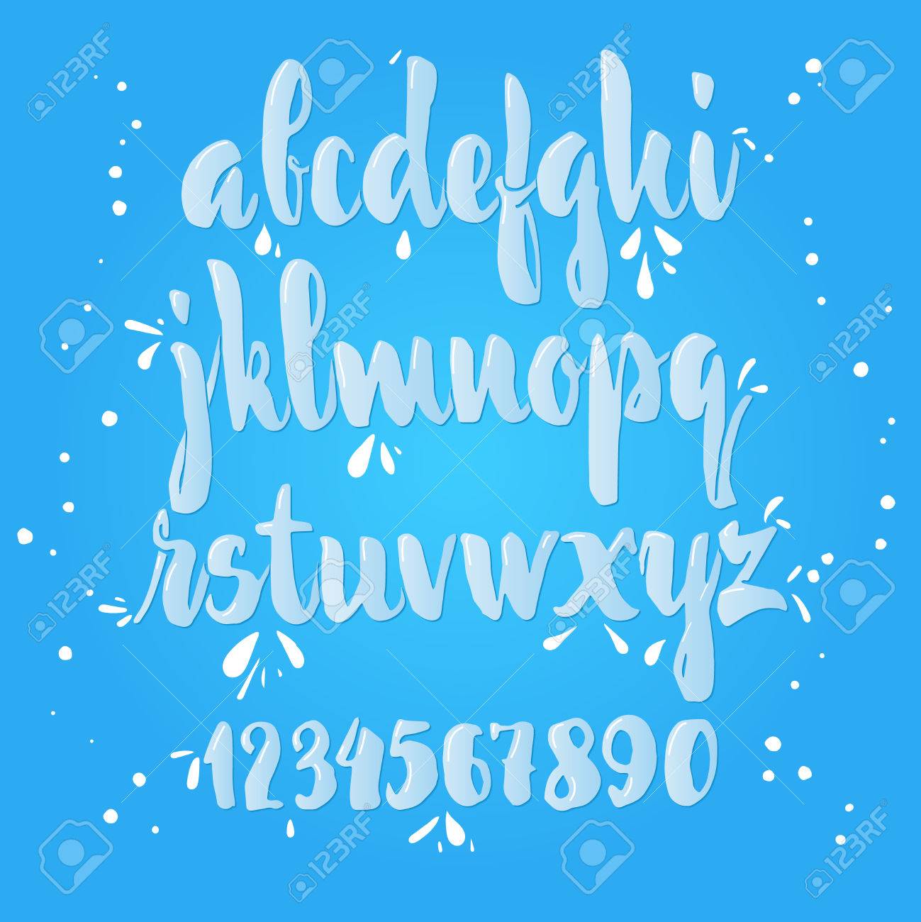 ベクトルのアルファベット 牛乳体フォントの漢字 独自のカスタム文字 デザイン ロゴ バッジ ポストカード ポスター 手レタリングを印刷します モダンなブラシ手書き文字体裁 のイラスト素材 ベクタ Image