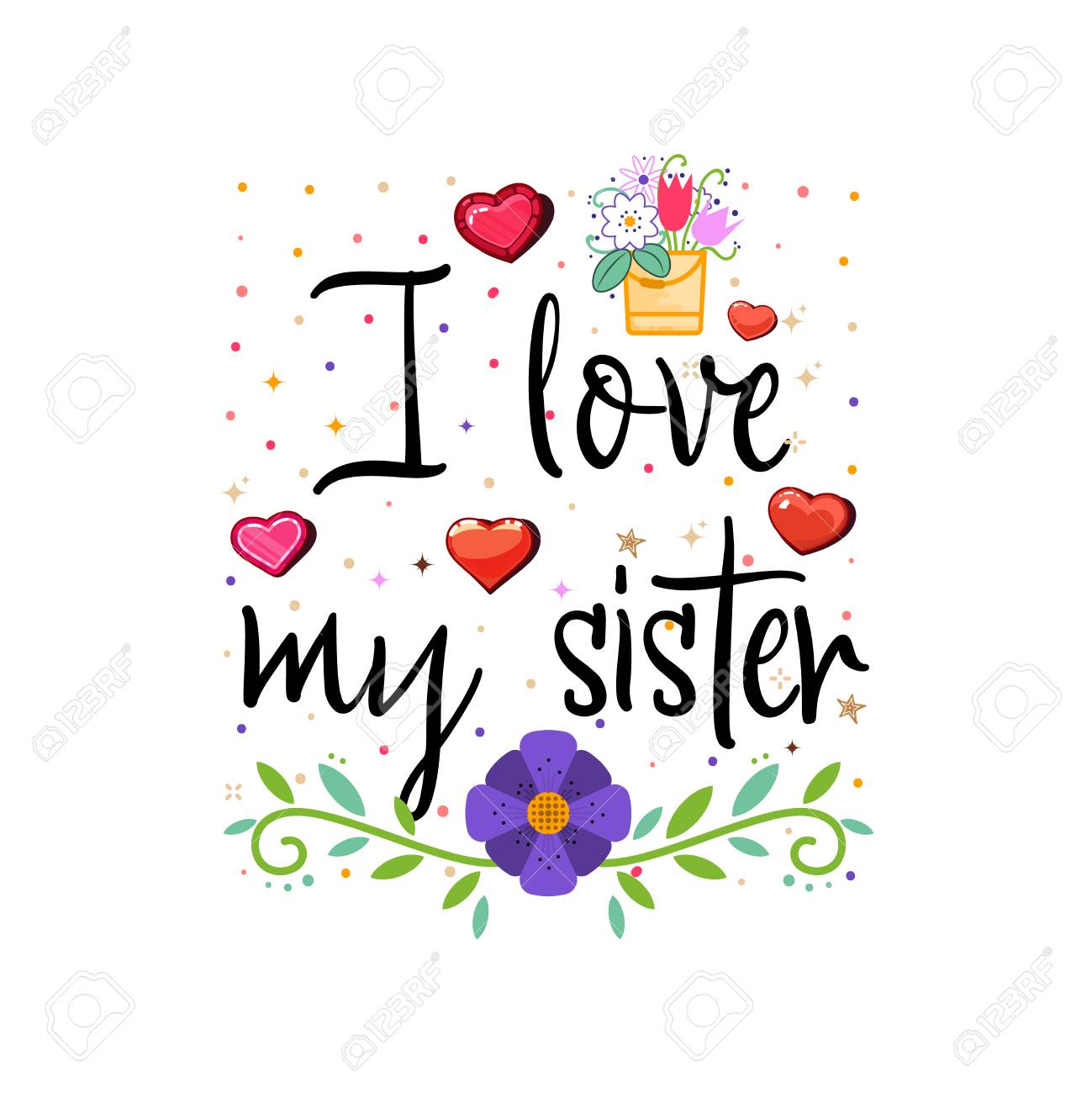 I Love My Sister. Vector Illustration On White Background. Royalty Free  SVG, Cliparts, Vectors, and Stock Illustration. Image 126680748.