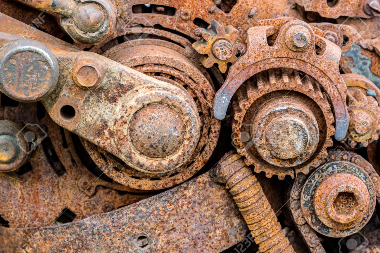 古い機械の詳細のクローズ アップ さびた歯車のクローズ アップ の写真素材 画像素材 Image