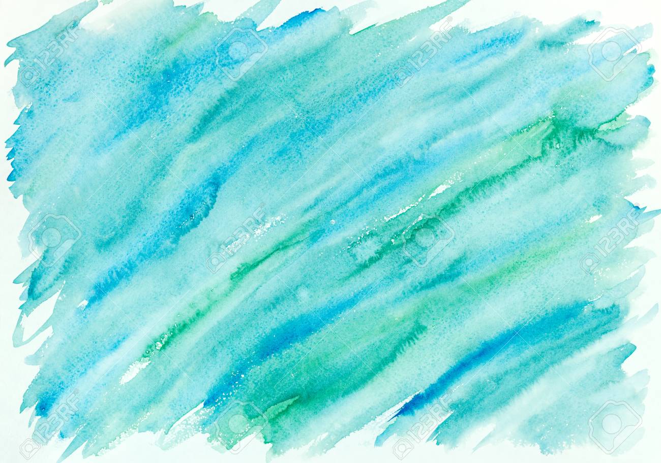 Hand Painted Abstract Watercolor Wash Background In Blue And