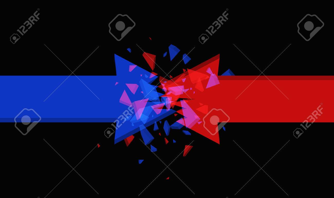 矢印の背景 対戦相手は衝突の概念です 2 つの反対力の衝突 対立概念ベクトル デザイン Eps10 のイラスト素材 ベクタ Image