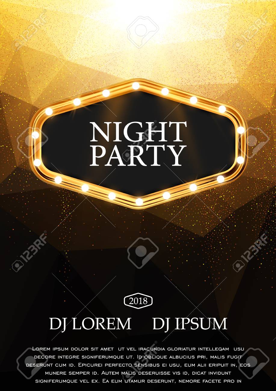 night party flyer template design gold and black vector background black party flyer background design