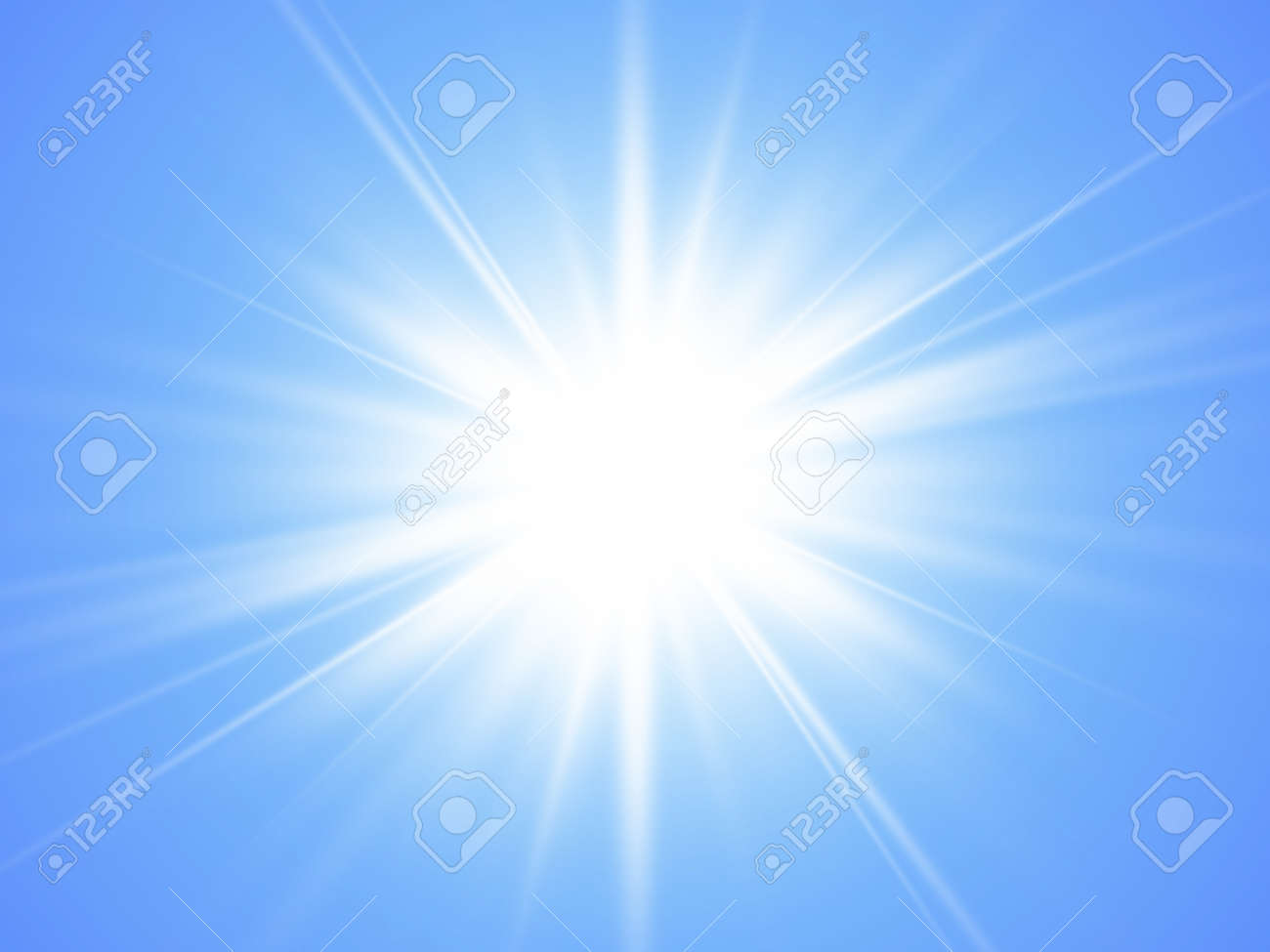 Sun with rayson on blue background. Glow light effect. Summer time. Vector illustration. EPS10 - 157200243 Sun with rayson on blue background. Glow light effect. Summer time. Vector illustration. EPS10 - 157200243