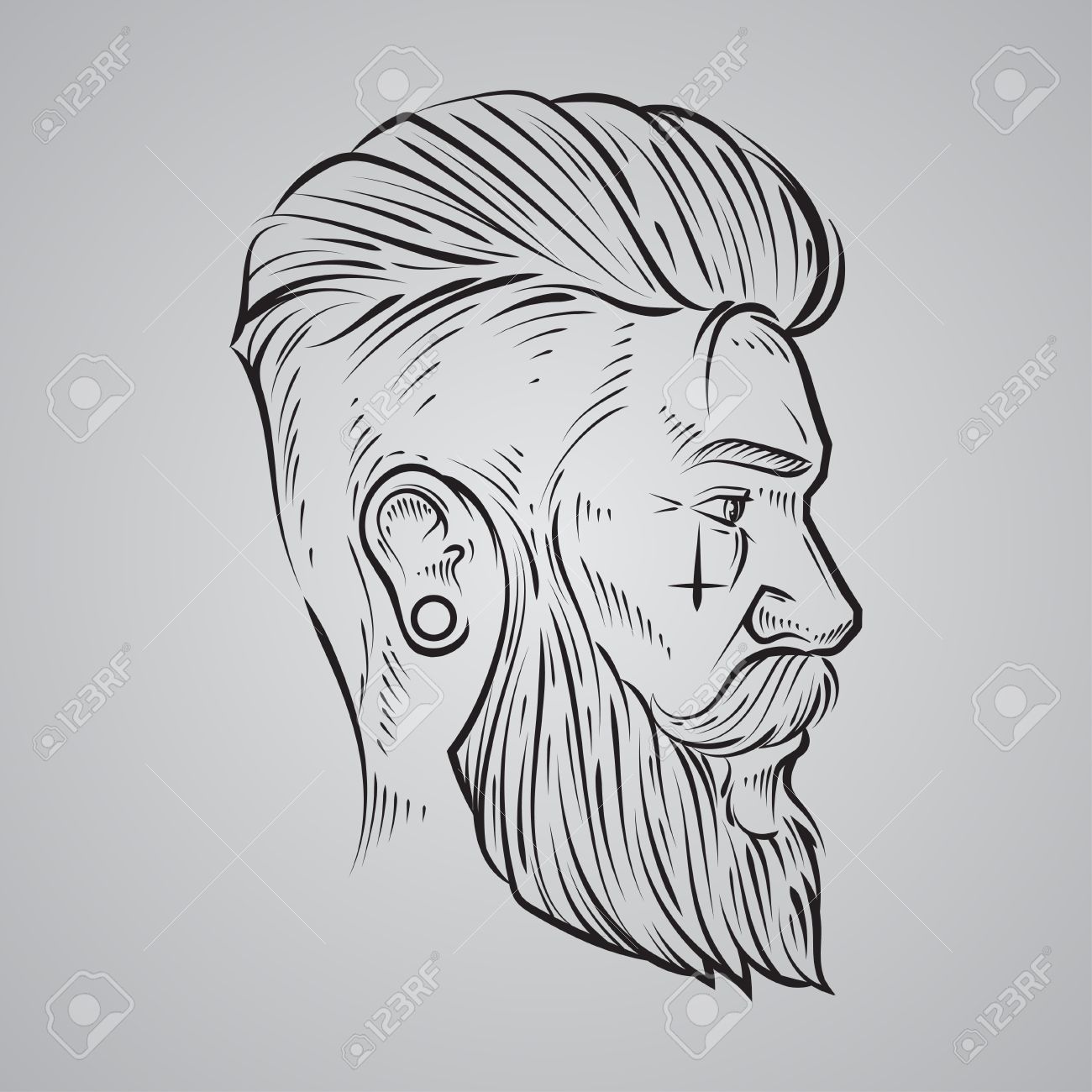 Hand Draw, Hipster Label Badge, For Simple Iilustration, Man, Profile View  Royalty Free SVG, Cliparts, Vectors, And Stock Illustration. Image 59357781.
