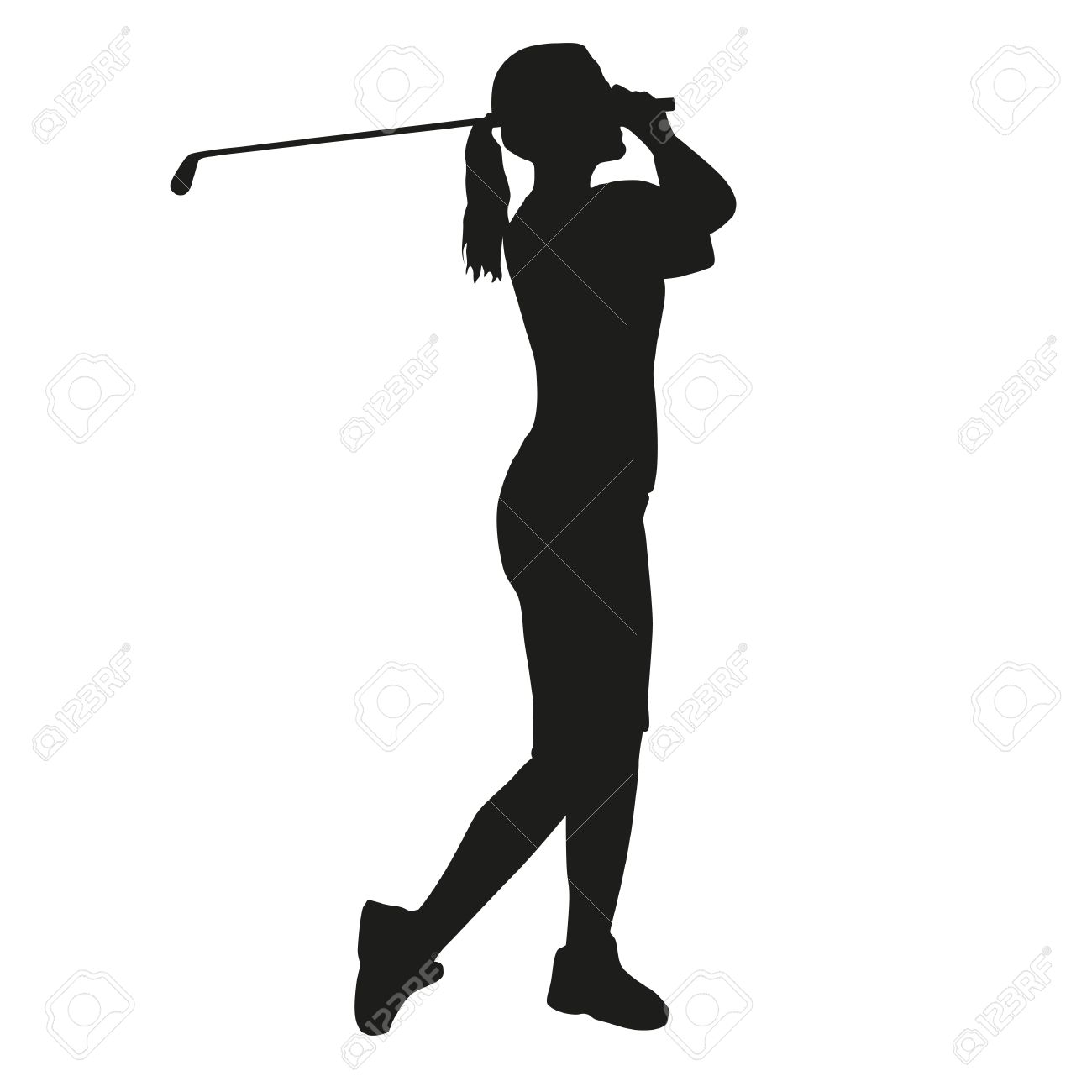 woman golfer silhouette stock vector 44630932