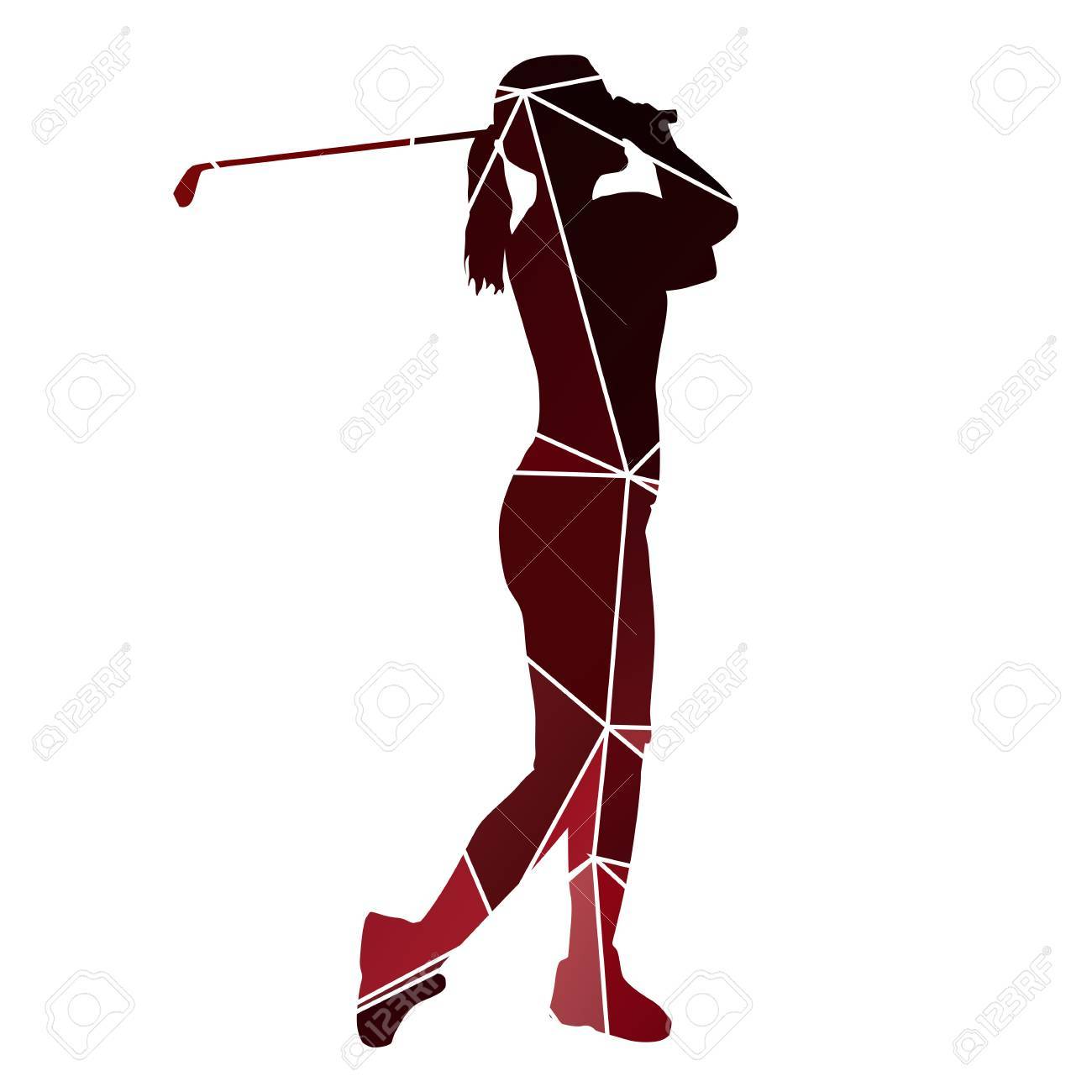 Golf Woman. Red Geometric Lady Golfer Silhouette Royalty Free SVG,  Cliparts, Vectors, and Stock Illustration. Image 49065412., image size:1300x1300