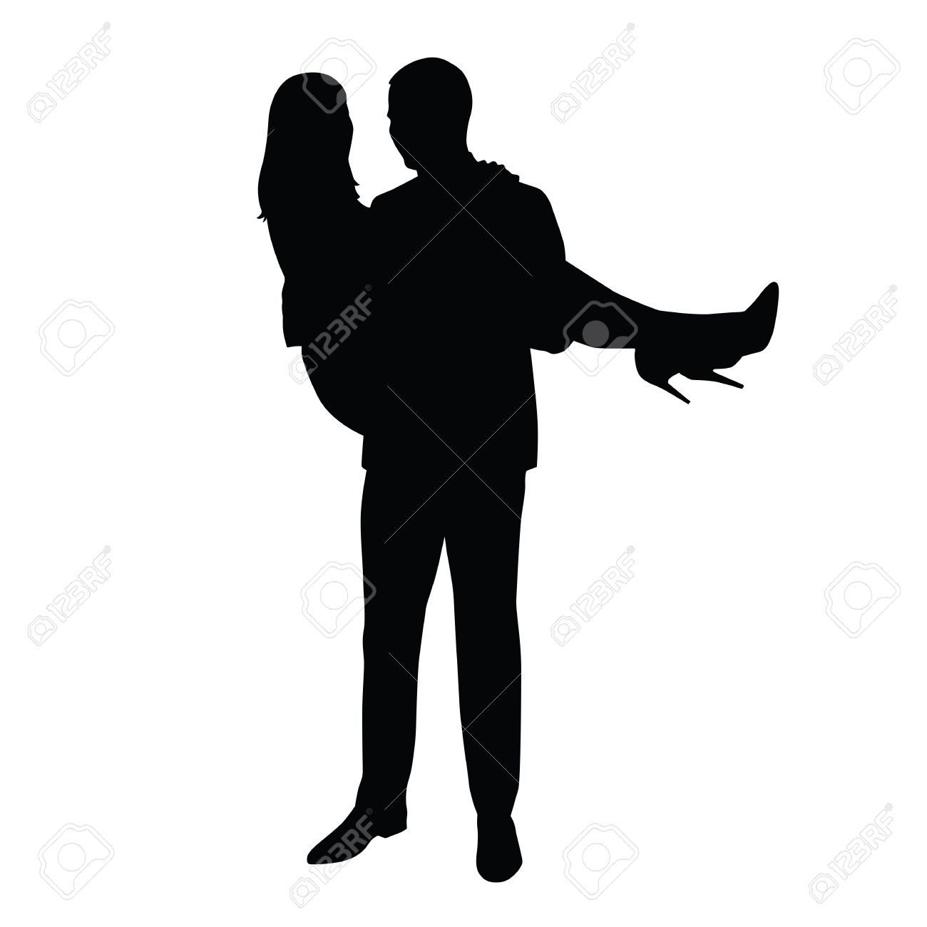 Man Carries Woman In His Arms Silhouette Of The Happy Couple Royalty Free Cliparts Vectors And Stock Illustration Image