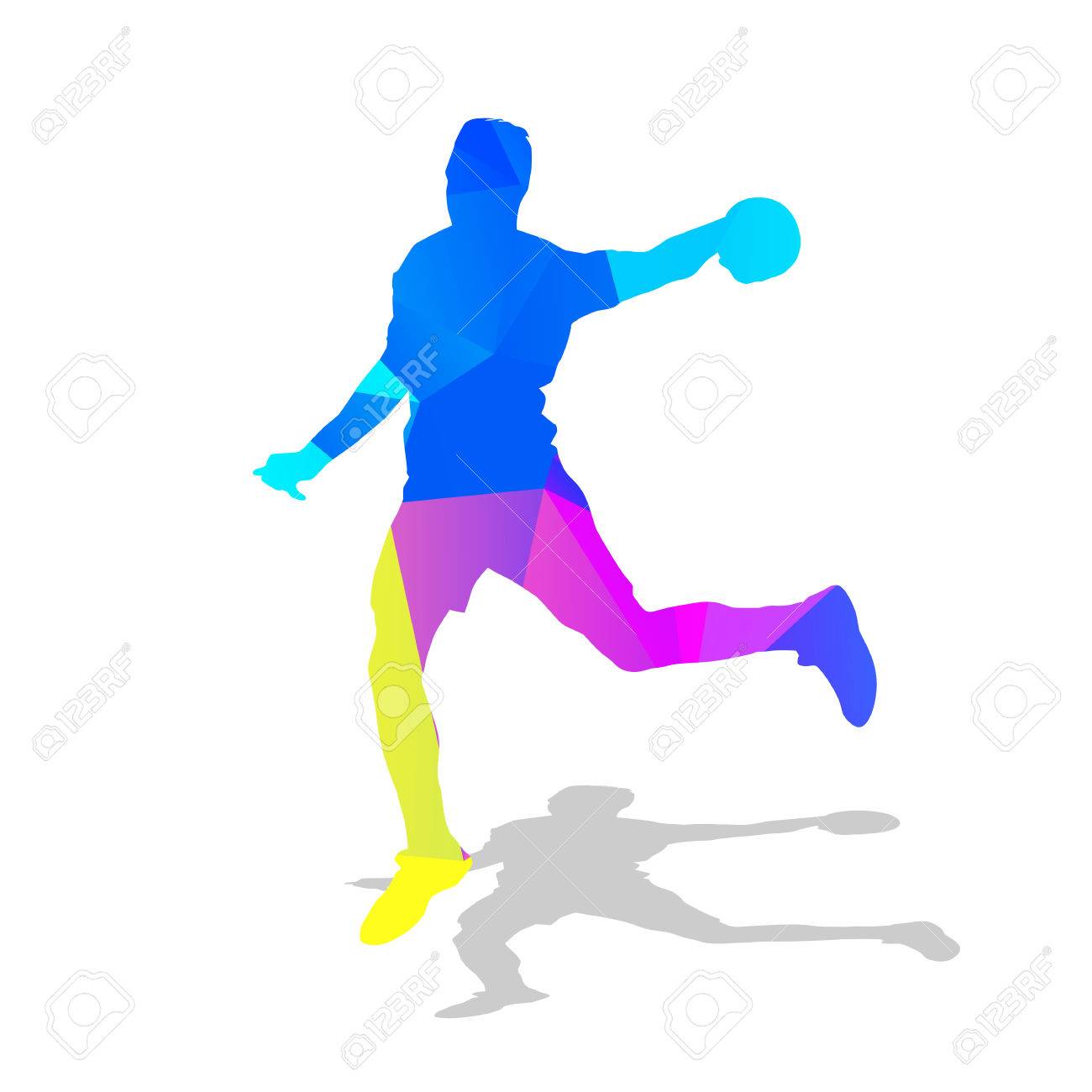 Handballeur Resume Athlete Geometrique Avec Le Ballon En Main Sport D Equipe Clip Art Libres De Droits Vecteurs Et Illustration Image