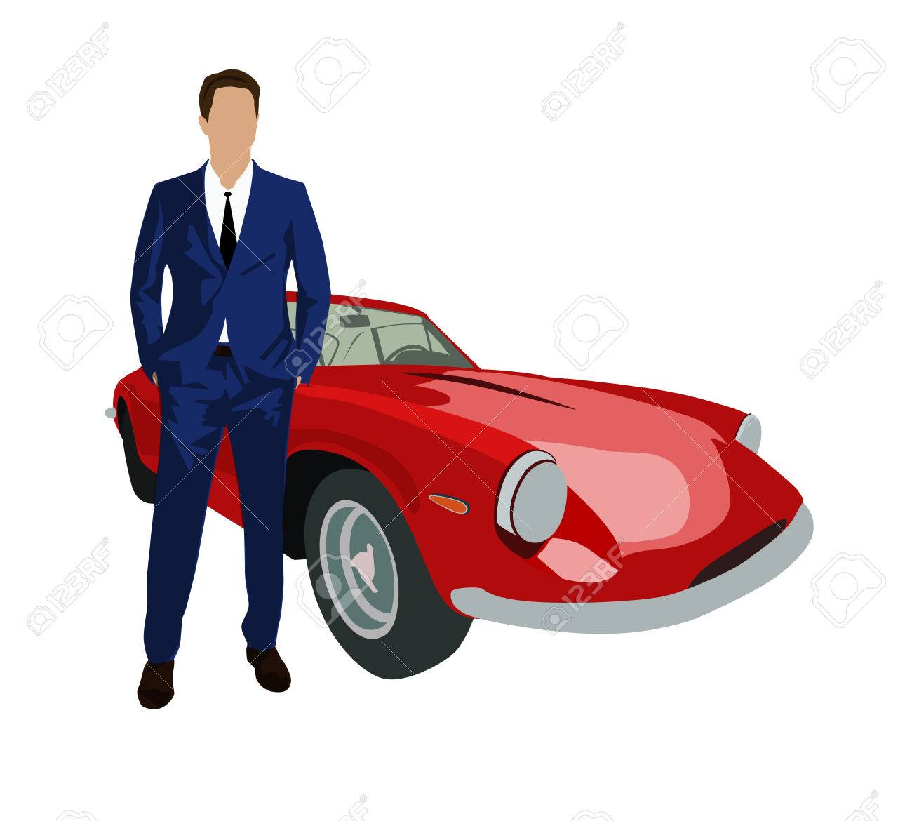 赤いレトロなスポーツ車の横に立ってをスーツの男 ベクトル図 のイラスト素材 ベクタ Image 赤いレトロなスポーツ車の横に立ってをスーツの男 ベクトル図 のイラスト素材 ベクタ Image