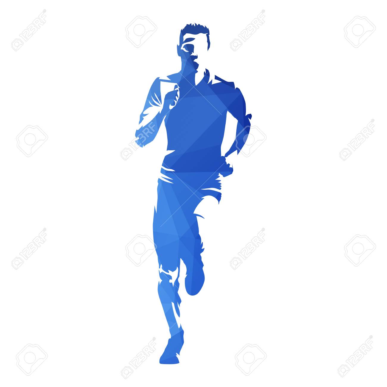 Running Man, Abstract Blue Geometric Runner, Vector Silhouette. Runner,  Front View Royalty Free SVG, Cliparts, Vectors, and Stock Illustration.  Image 93832871., image size:1300x1300