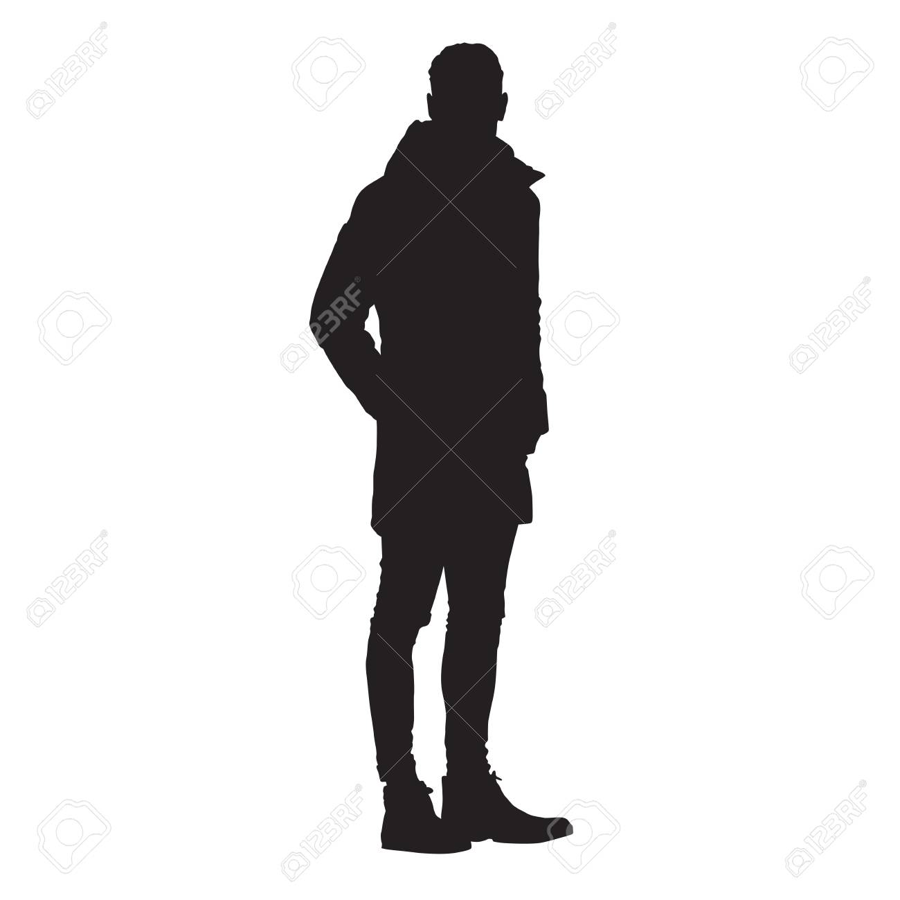 ジャケット 孤立したベクトルシルエットの立っている人 のイラスト素材 ベクタ Image ジャケット 孤立したベクトルシルエットの立っている人 のイラスト素材 ベクタ Image