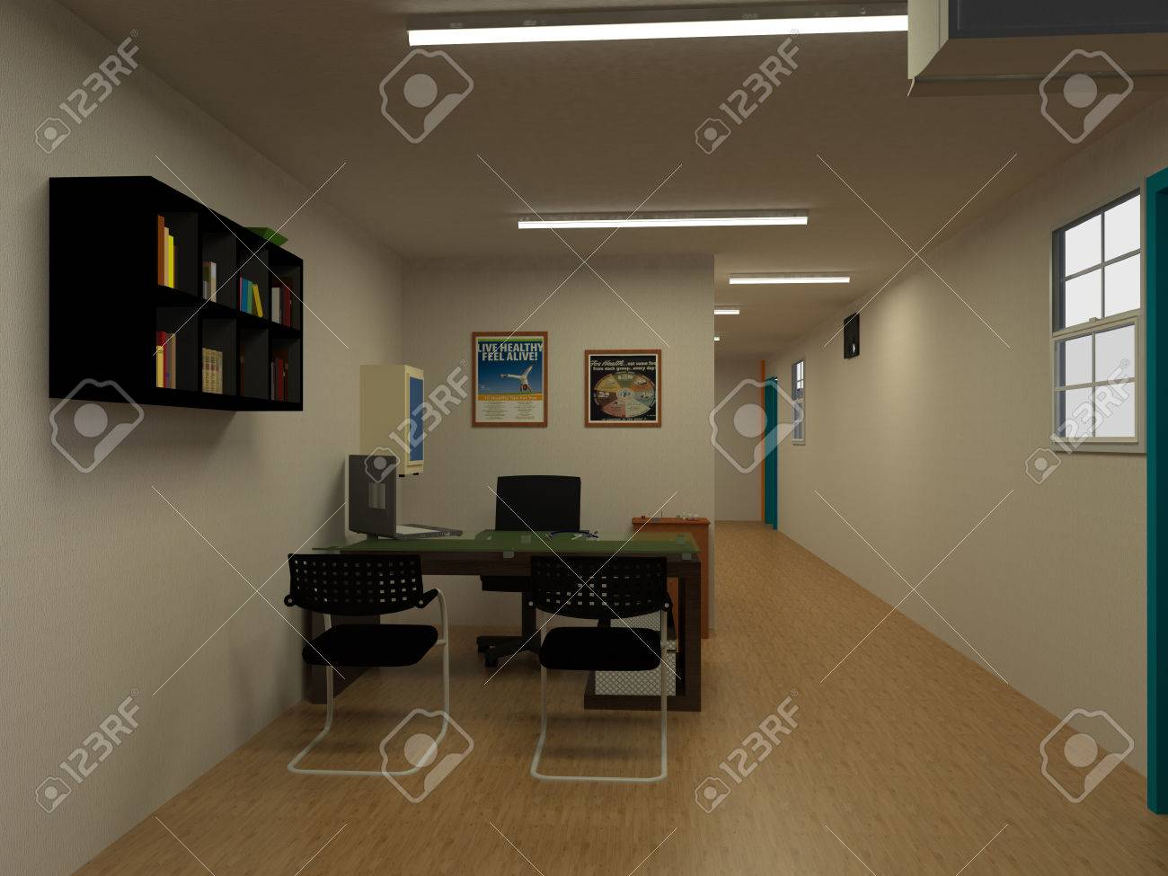 Office Interior Inside A Container Cabin Stock Photo Picture And