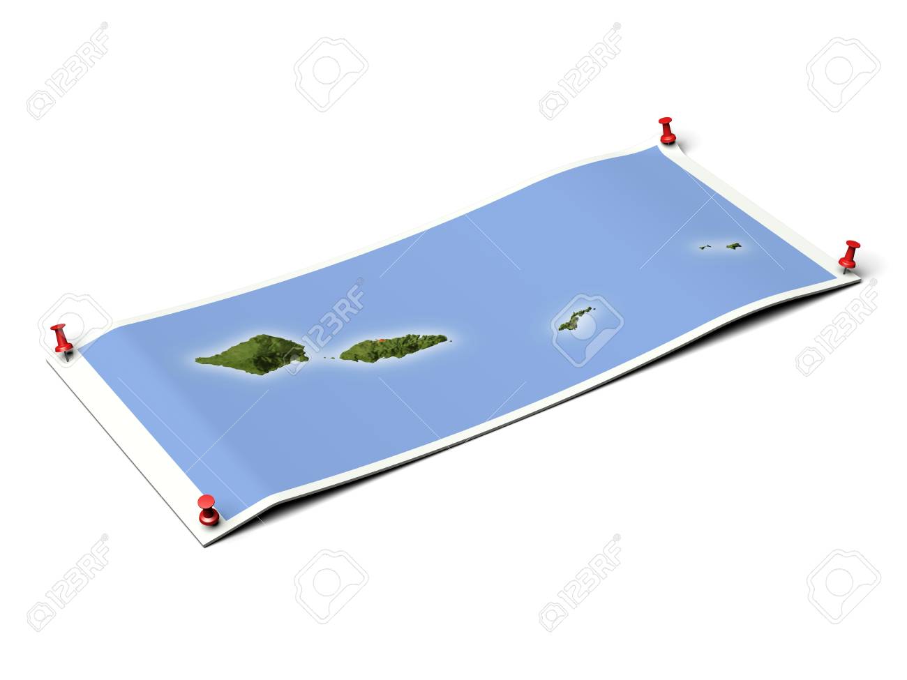 サモアとアメリカ領サモアは サムタックを持つ展開されたマップシート上に 境界線で 植生に応じて色付けされたマップ の写真素材 画像素材 Image