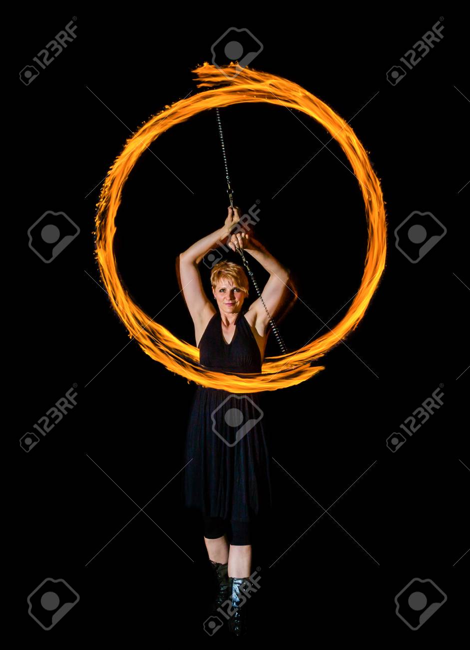woman creates fire flares