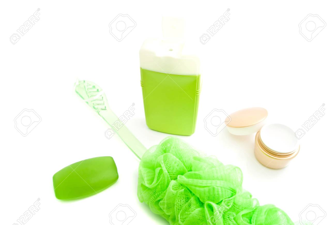 wisp bottle with shampoo and cream on white stock photo picture
