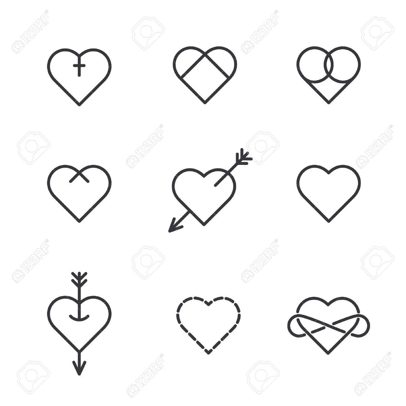 Set Of Nine Lined Hearts In Tattoo Style Vector Royalty Free Cliparts Vectors And Stock Illustration Image 36400827