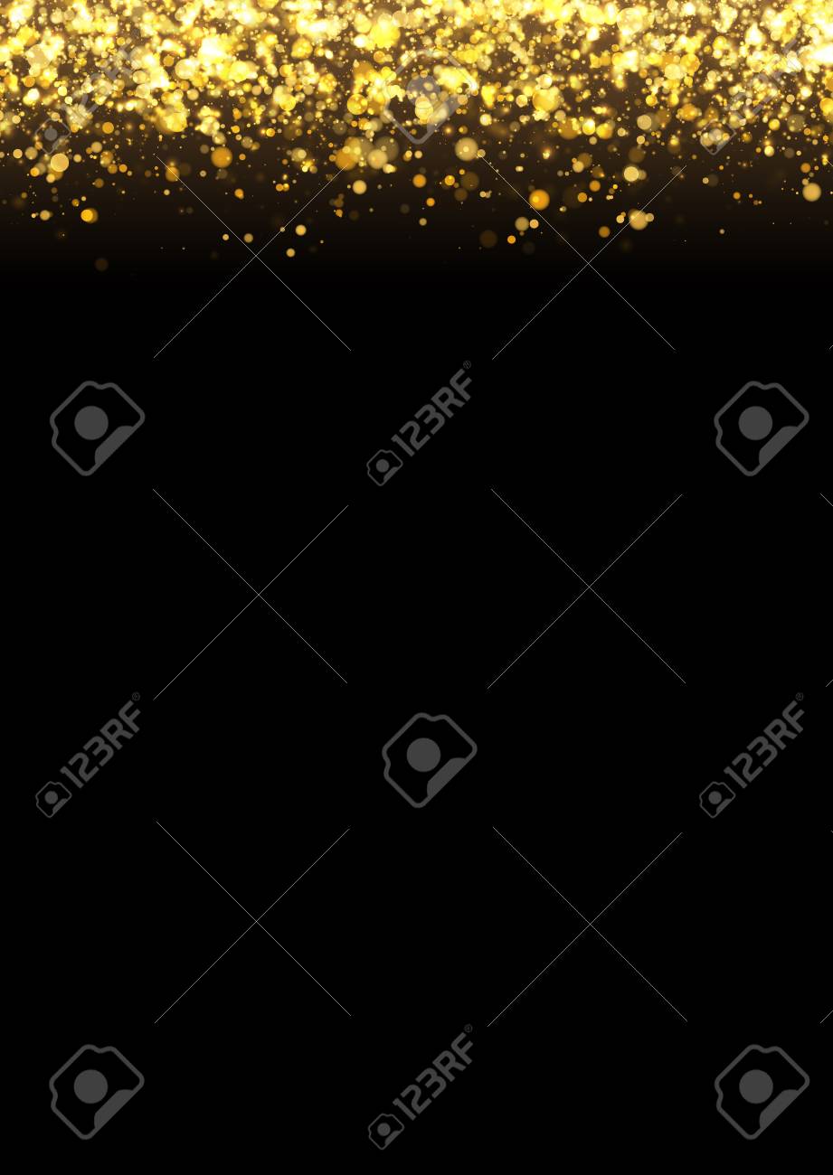 gold glitter texture irregular confetti border on a black background black flyer background