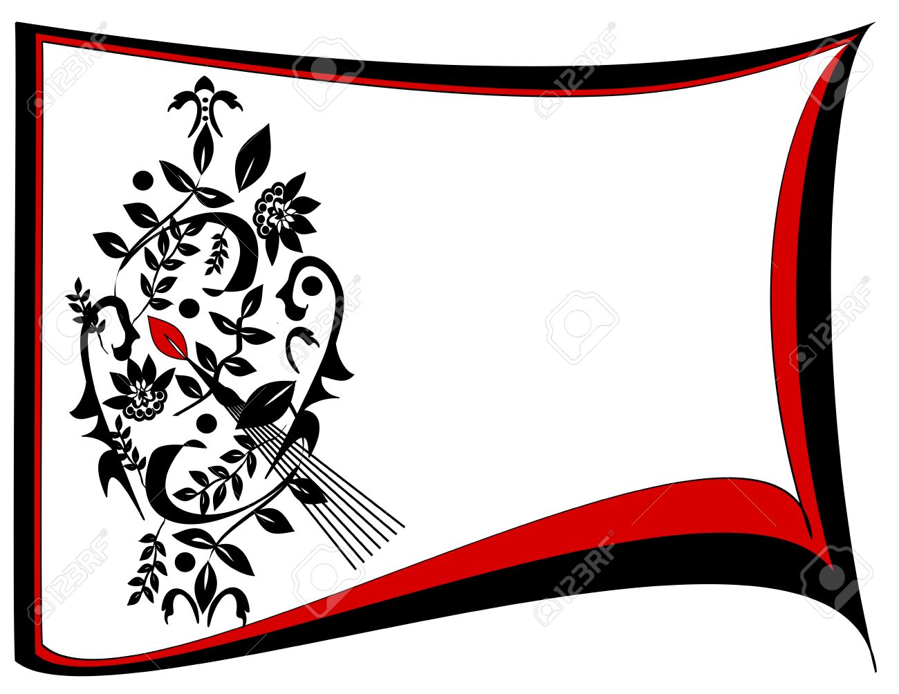 a border design in black and white with accents of red black and white border designs