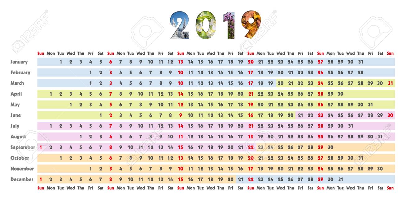 2019 four seasons calendar yearly calendar organizer with yearly calendar for 2019