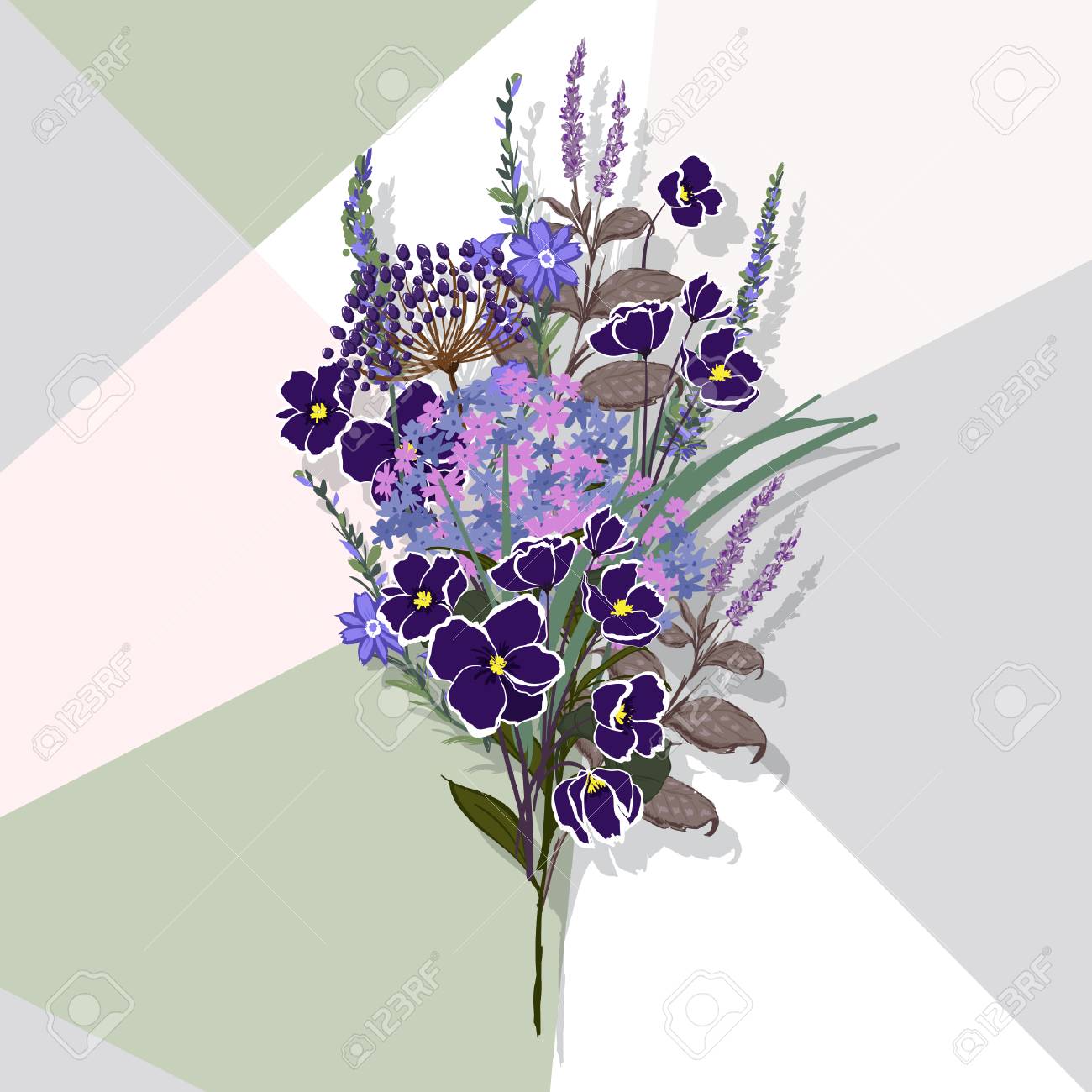 夏の花のグリーティングカードは 咲く甘い花と 手描きのスタイルで庭の植物天然プロテア花イラストに のイラスト素材 ベクタ Image 9556