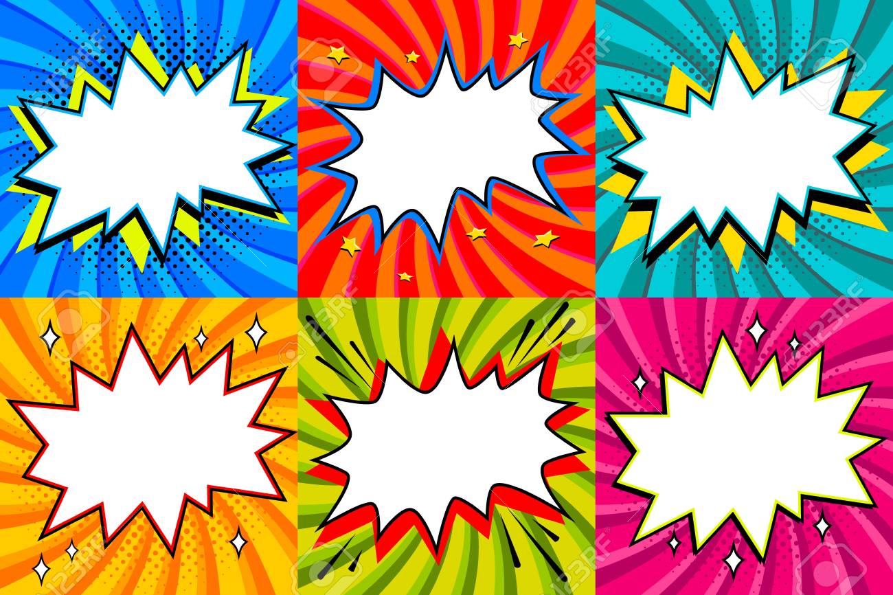 pop art styled blank speech bubbles template for your design