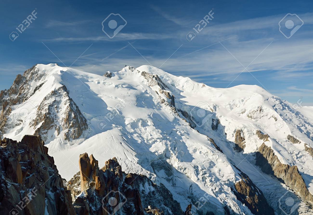 Mont Blanc, The Highest Peak In Europe Stock Photo, Picture and Royalty  Free Image. Image 87638570.