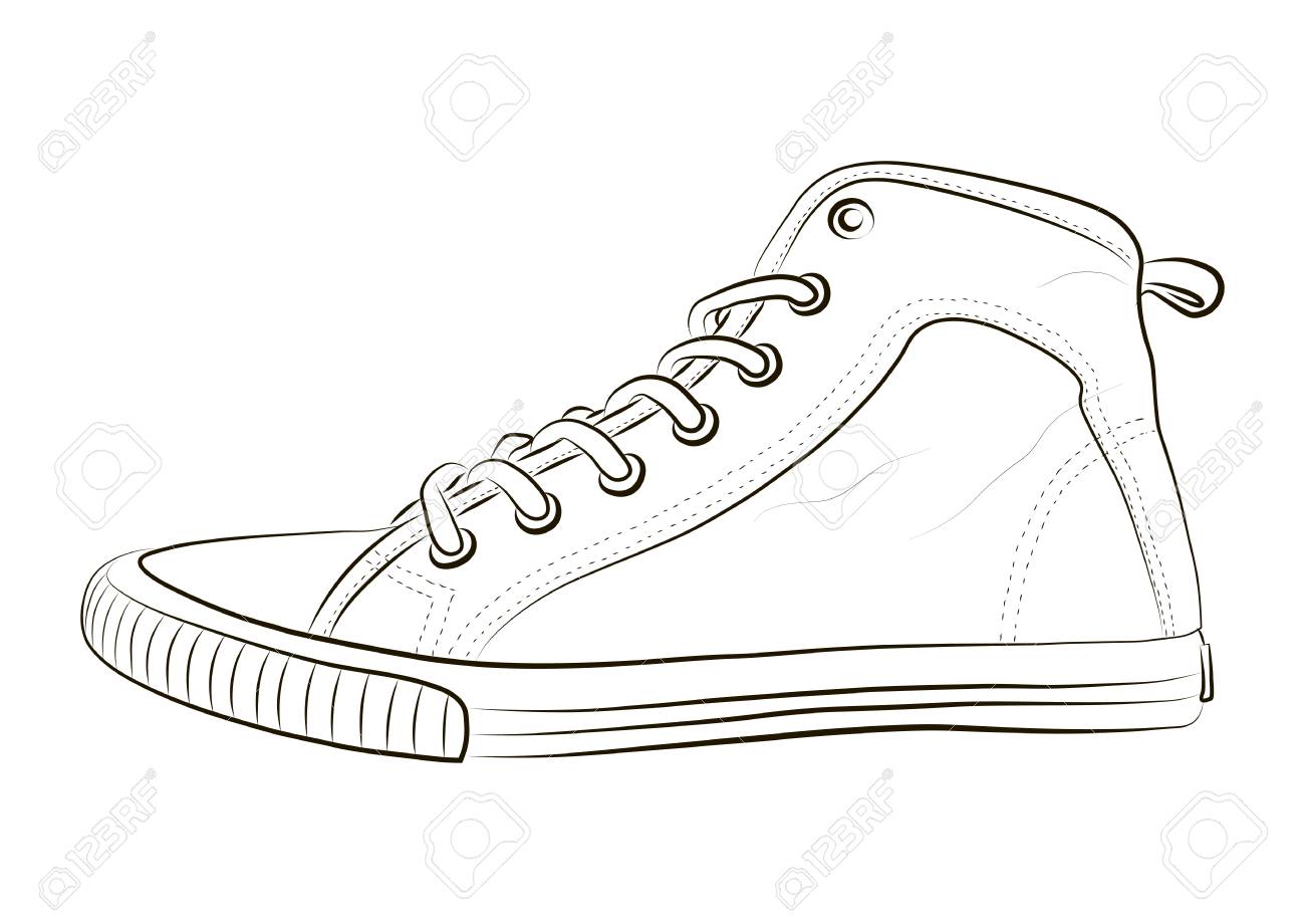 スポーツ シューズ 夏のスニーカーの手描きのスケッチ ベクトル ストック イラスト 男性と女性のためのスポーツ ウエア のイラスト素材 ベクタ Image 7747