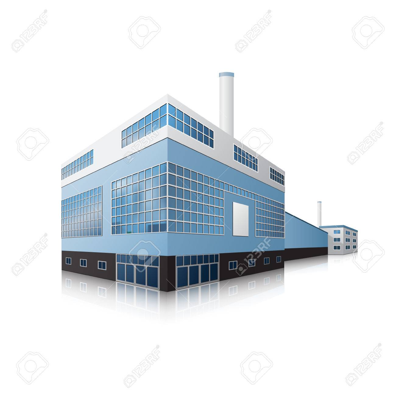 工場棟 オフィス 生産設備 反射を のイラスト素材 ベクタ Image