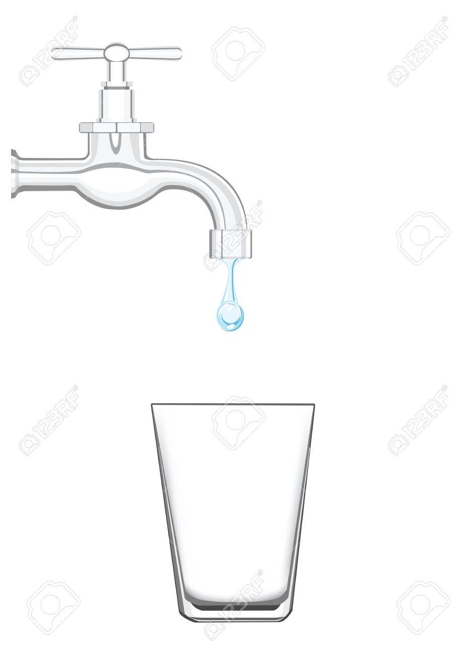 白い背景の現実的な流れる水と水道水 のイラスト素材 ベクタ Image