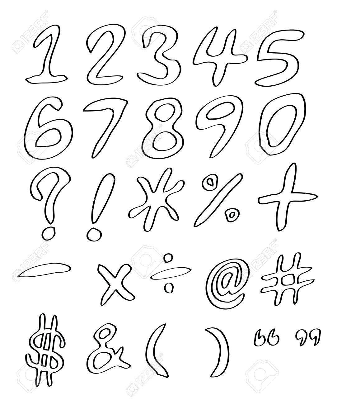 シンボルと手書きの数字 のイラスト素材 ベクタ Image