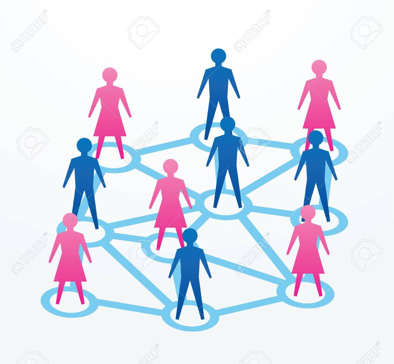 man and woman paper cutout people sihouettes with connections