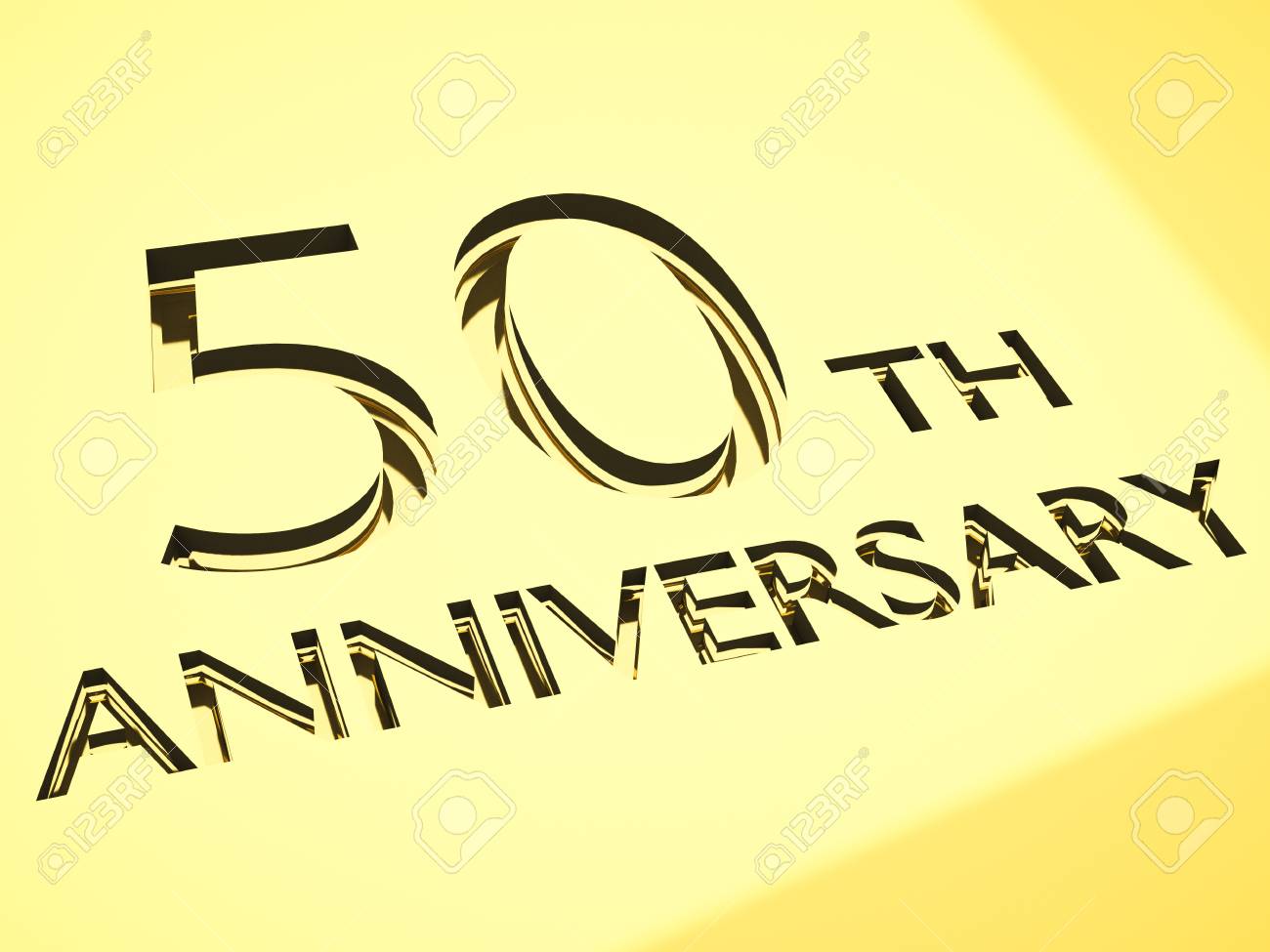 gold engraving of 50th anniversary words for celebrations 3d