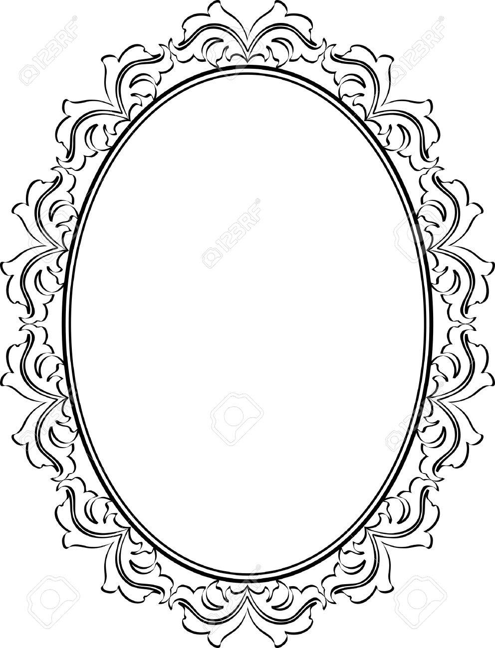 装飾的なフレームの楕円形のシルエットのイラスト素材 ベクタ Image