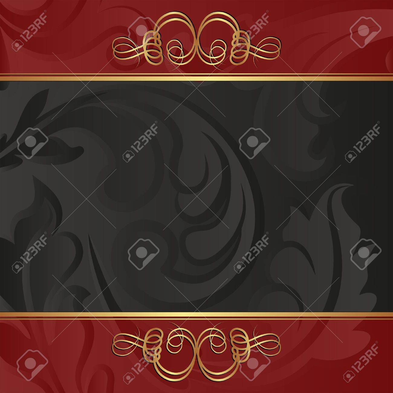 金色の装飾と赤黒背景 のイラスト素材 ベクタ Image