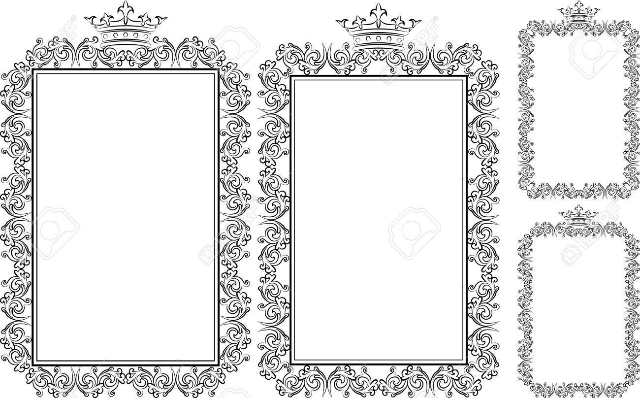 クラウンと長方形フレーム のイラスト素材 ベクタ Image
