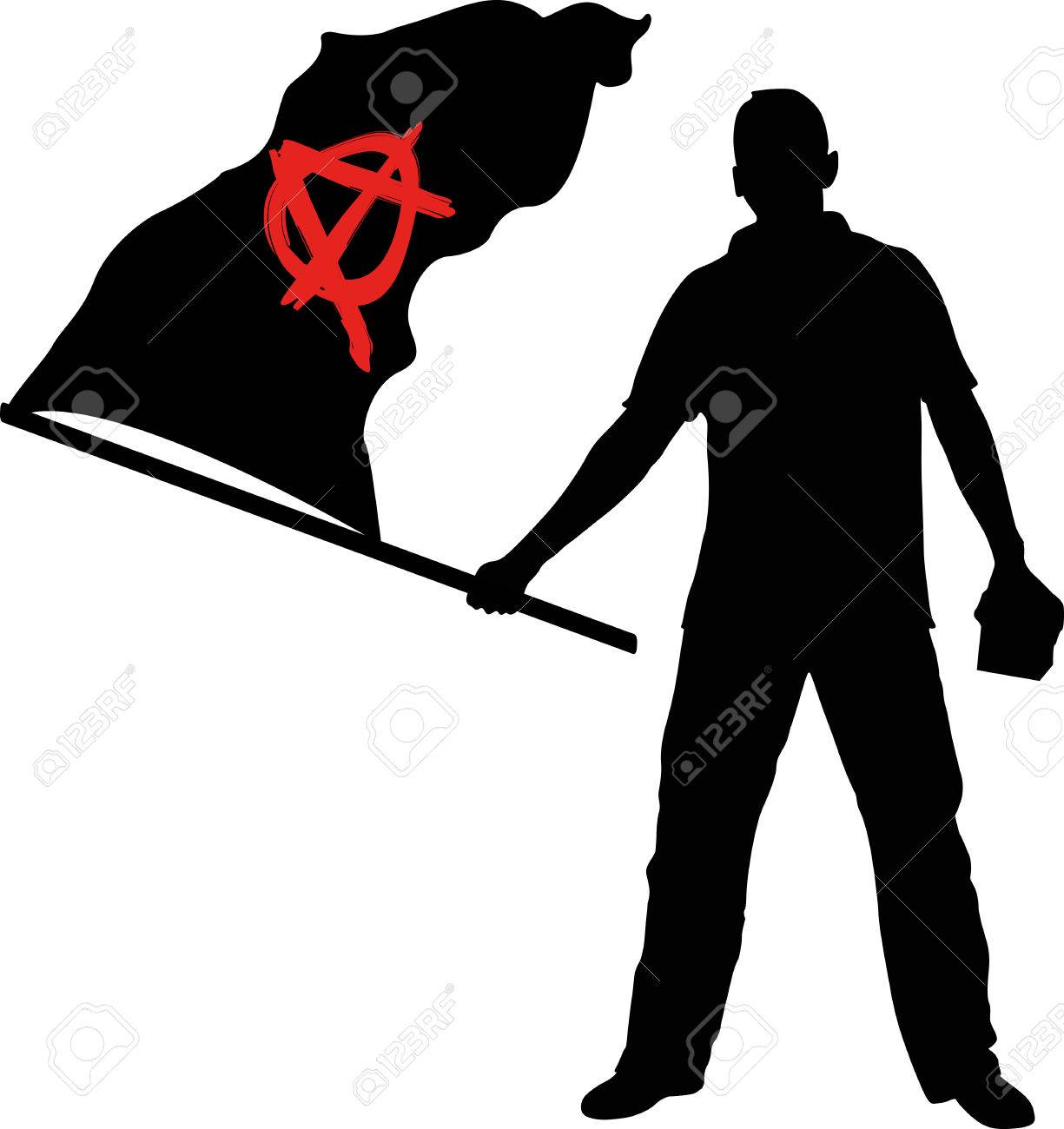 man with anarchy flag - 34458317