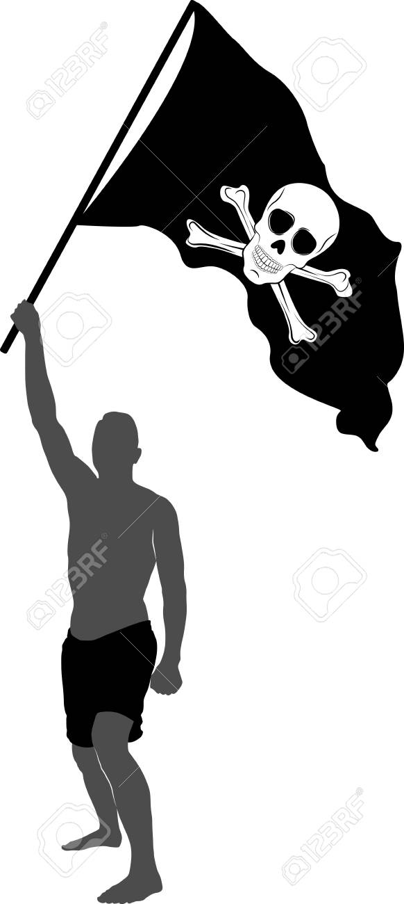 海賊のシンボルを持つ旗を持つ男のイラスト素材 ベクタ Image 海賊のシンボルを持つ旗を持つ男のイラスト素材 ベクタ Image