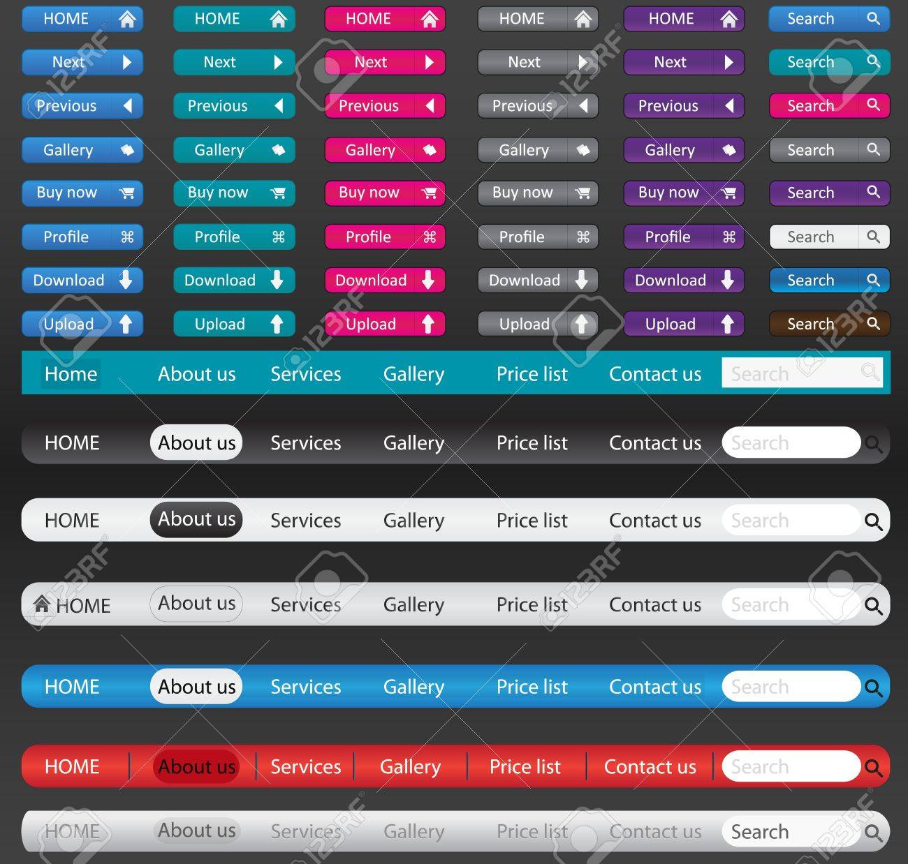 vector navigation bar and button templates royalty free cliparts