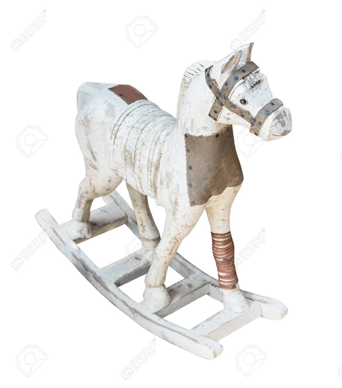 cheval a bascule en bois blanc