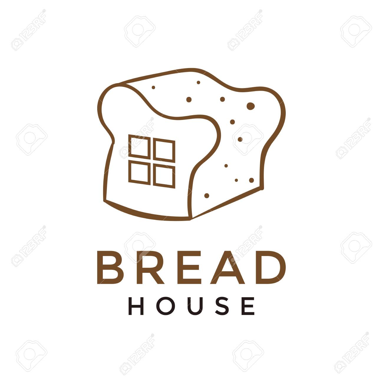 Bread House With Line Art Logo Design Vector Royalty Free Cliparts Vectors And Stock Illustration Image