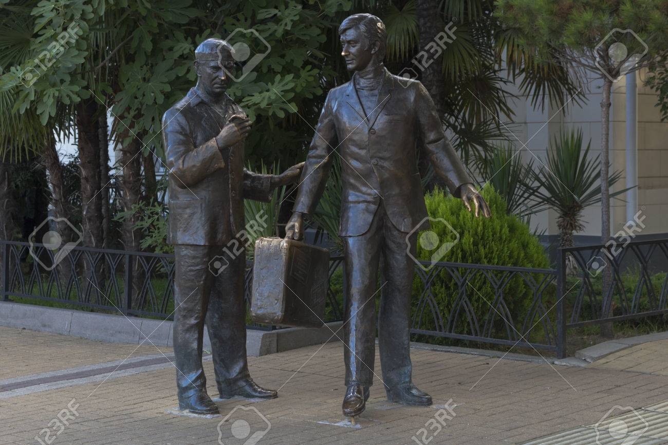 Sculpture Geshi Kozodoeva And Lelik Of The Plot Of The Film Diamond Arm  In City Sochi, Krasnodar Region, Russia Stock Photo, Picture and Royalty  Free Image. Image 63761604.
