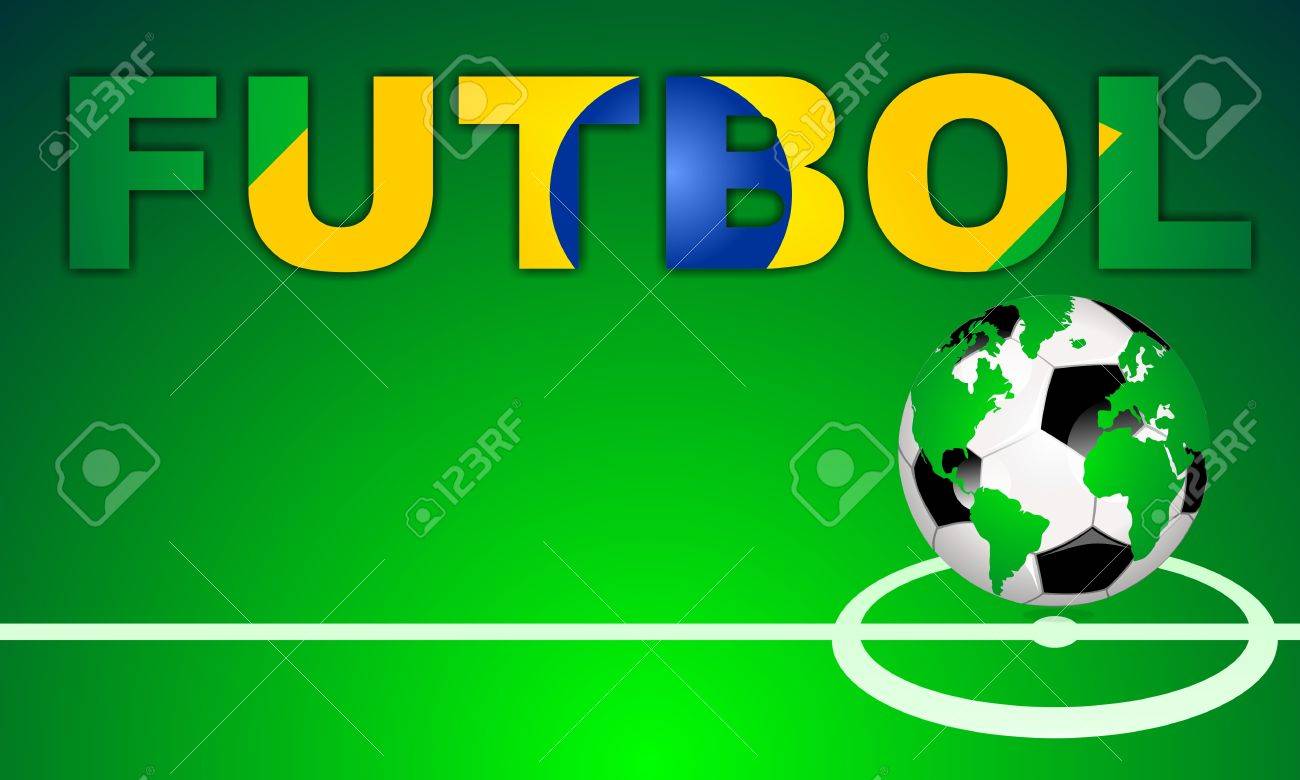 フットボル クラブ バルセロナ スペイン語 単語の中心線と緑のフィールドの世界世界サッカー アイコンと背景にサッカーは 抽象的なブラジルの国旗 の写真素材 画像素材 Image 8080