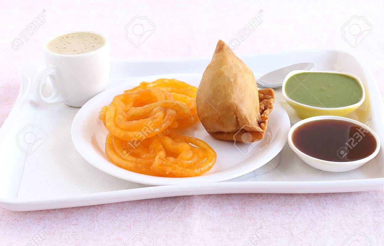 Jalebi And Samosa, Indian Vegetarian Food With Their Origins.. Stock Photo, Picture And Royalty Free Image. Image 74186344.