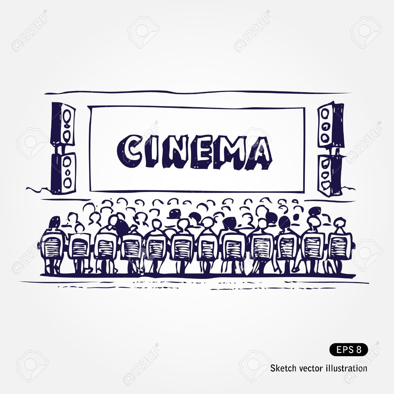 Hand drawn illustration of cinema isolated on white background - 13727661 Hand drawn illustration of cinema isolated on white background - 13727661