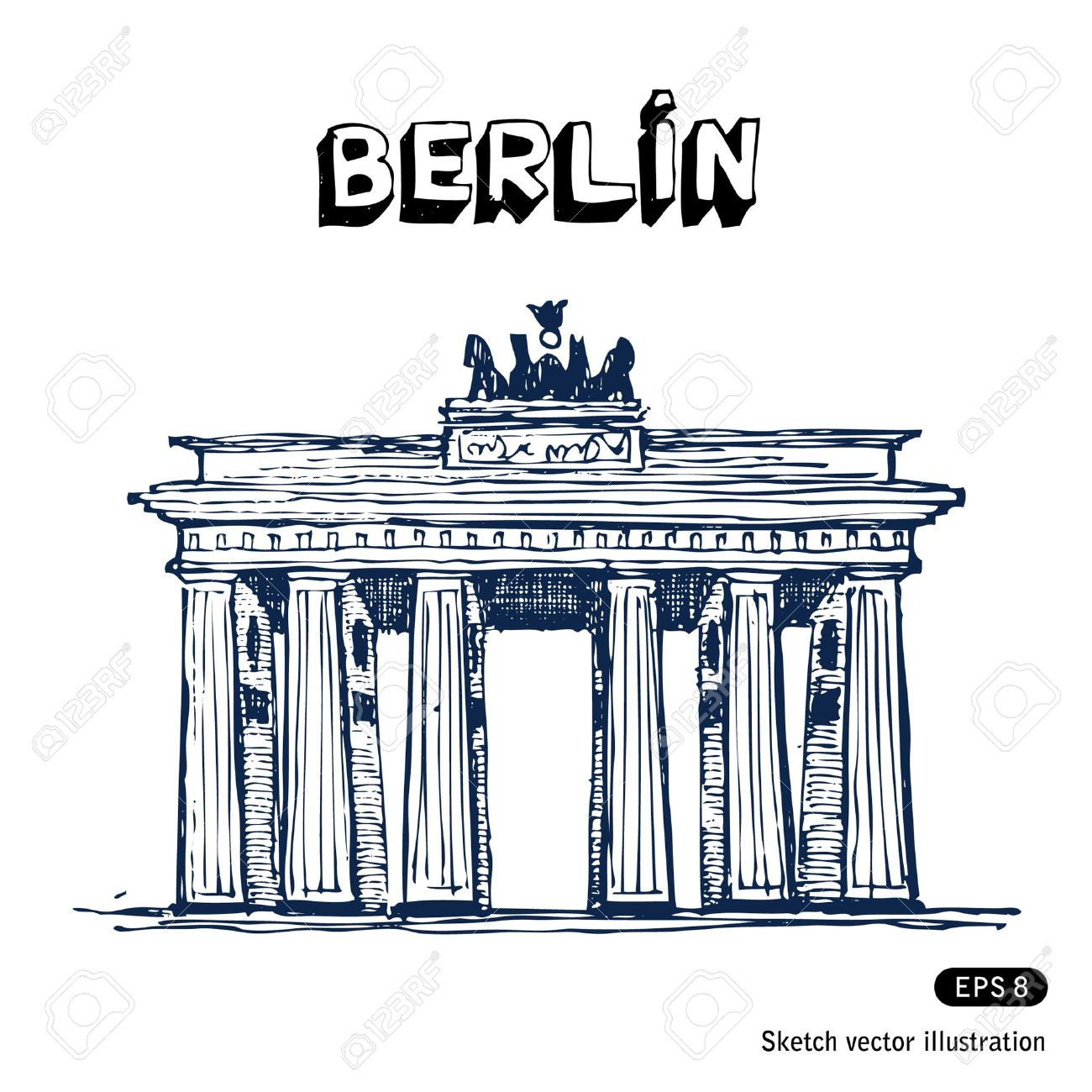 Das Brandenburger Tor In Berlin Hand Gezeichnet Vektor Isoliert Auf Weiss Lizenzfrei Nutzbare Vektorgrafiken Clip Arts Illustrationen Image