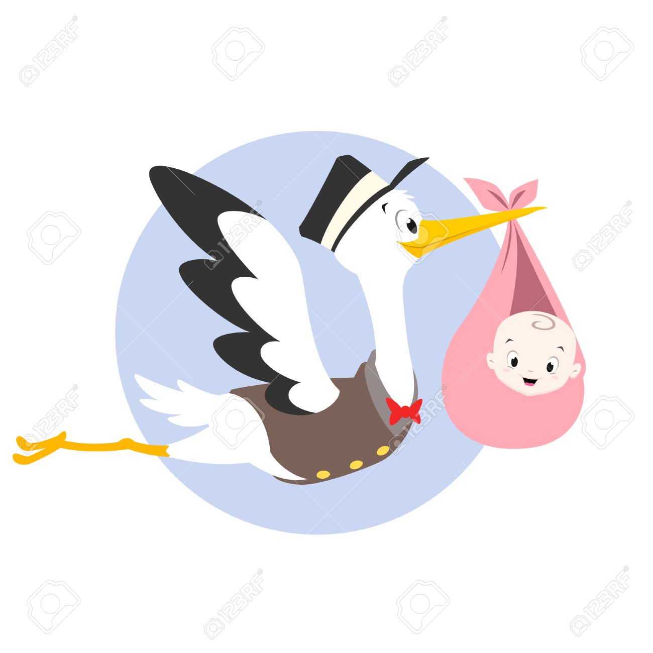 Vector Cartoon Illustration Of A Stork Carrying Baby Royalty Free Cliparts Vectors And Stock Illustration Image
