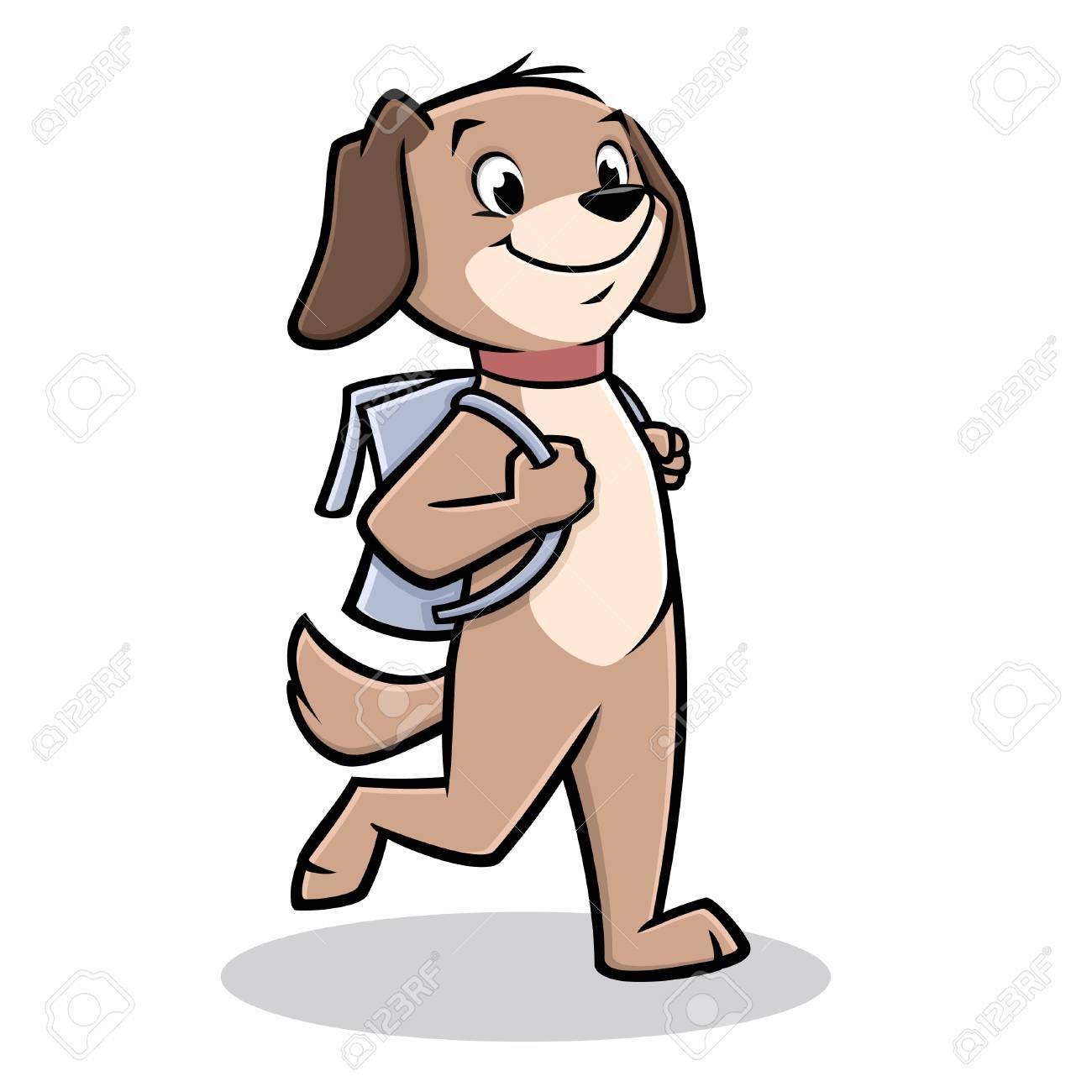 学校に歩く犬のベクトル イラスト のイラスト素材 ベクタ Image