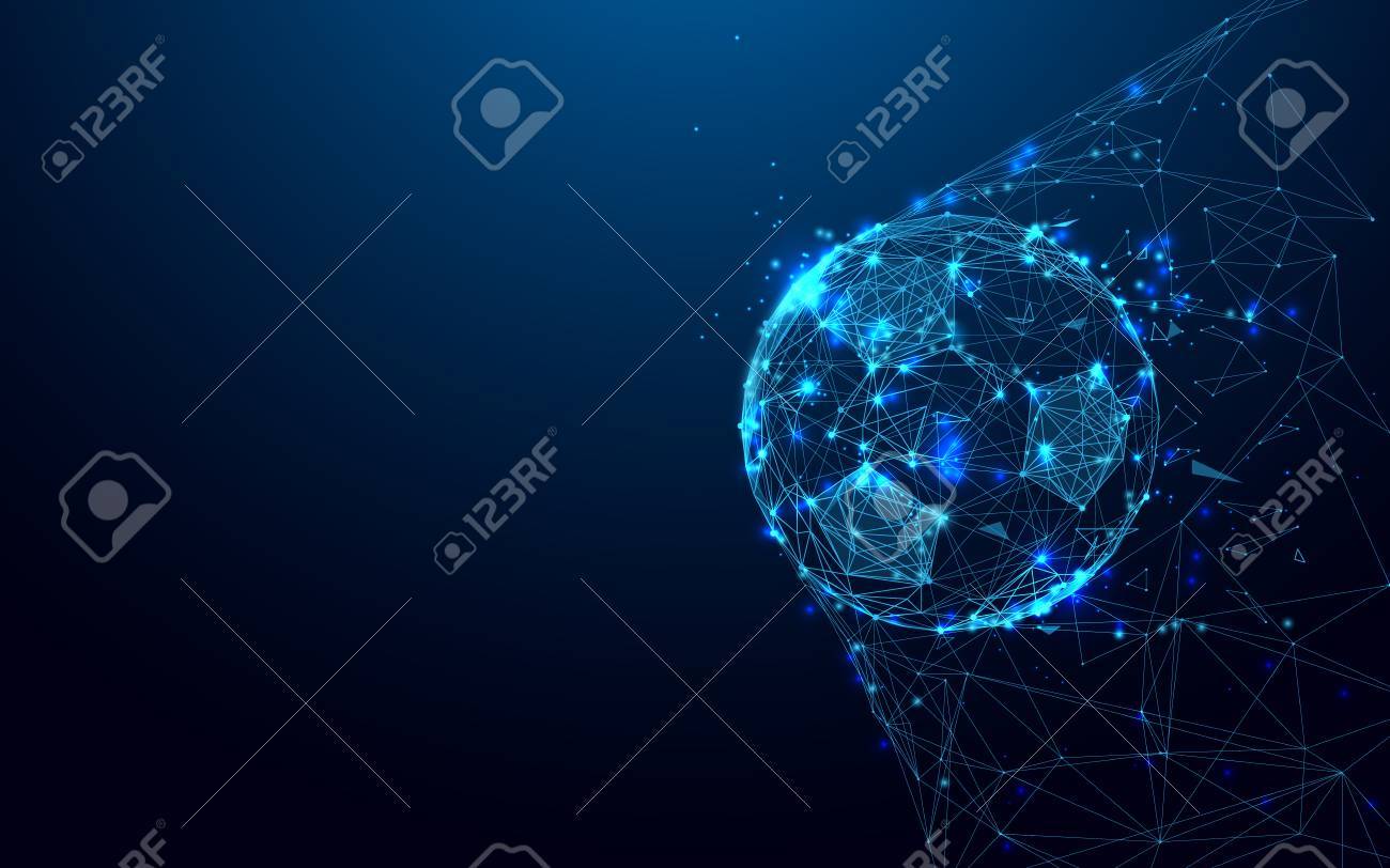 Soccer ball in goal from lines and triangles, point connecting network on blue background. Illustration vector - 88047295 Soccer ball in goal from lines and triangles, point connecting network on blue background. Illustration vector - 88047295