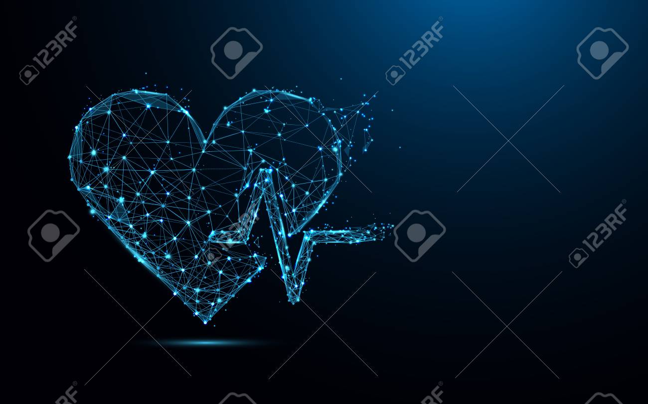 Abstract heart beat form lines and triangles, point connecting network on blue background. Illustration vector - 99913937 Abstract heart beat form lines and triangles, point connecting network on blue background. Illustration vector - 99913937