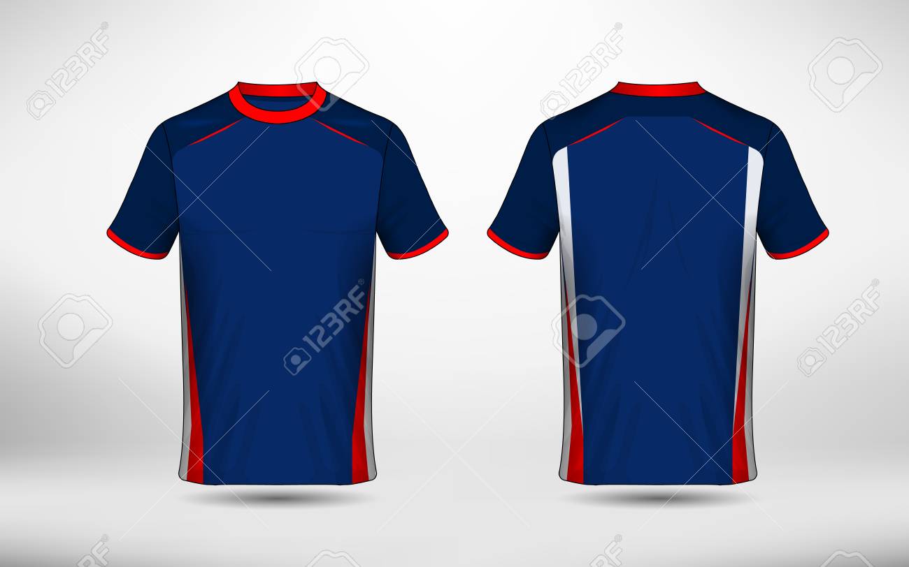 blue red and white layout e sport t shirt design template shirt designing template